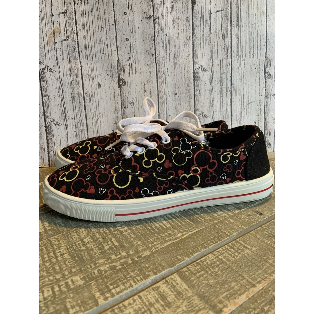 Disney Mickey Mouse Women's Size 7 Canvas Sneakers Shoes Black Neon